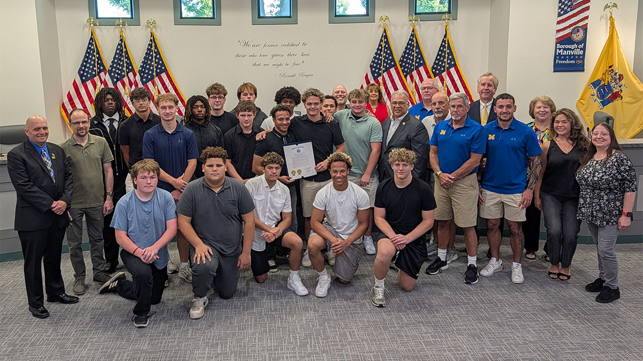 Manville High School Mustangs Football Team Honored During Council Meeting